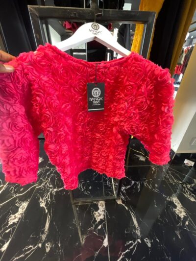 Pink ruffle top