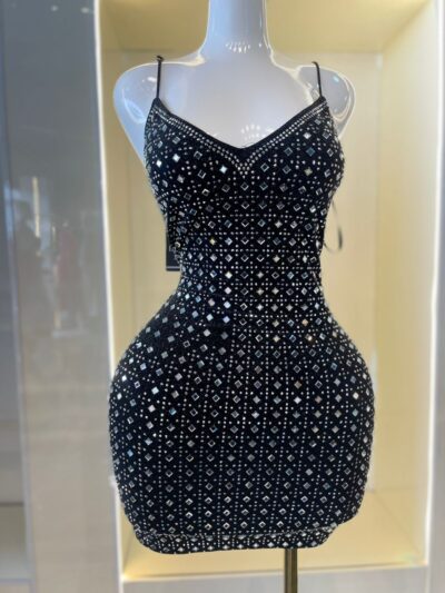 Black silver stoned gown